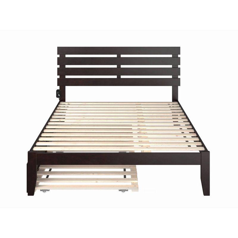 Queen Oxford Bed with Twin XL Trundle Espresso - AFI: Solid Hardwood, No Box Spring Required
