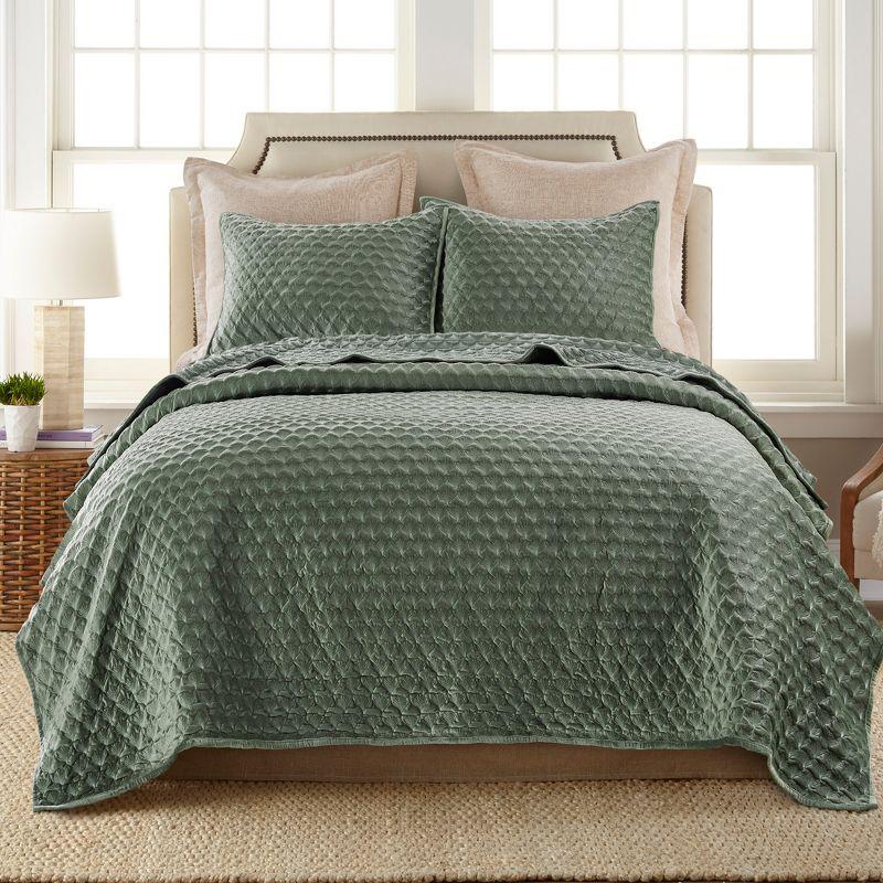 Merano Velvet Full/Queen Quilt Green - Levtex Home