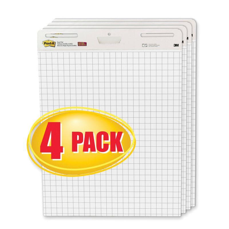 White Grid Self-Stick Easel Pad, 25 x 30 Inches, 4 Pack