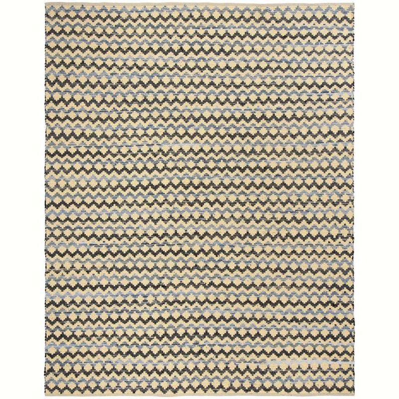 Coastal Charm Black and Gold Cotton 8' x 10' Handwoven Rug