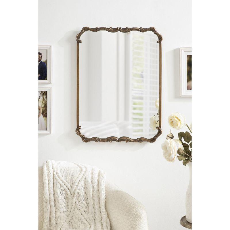 Brazelton Ornate Gold Rectangular Wall Mirror, 20x27