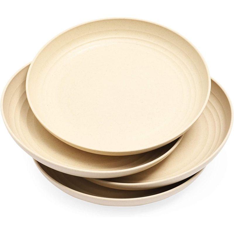 Juvale 6 Pack Unbreakable & Sturdy Wheat Straw Dinner Plates for Kids & Adults, Beige, 9 in