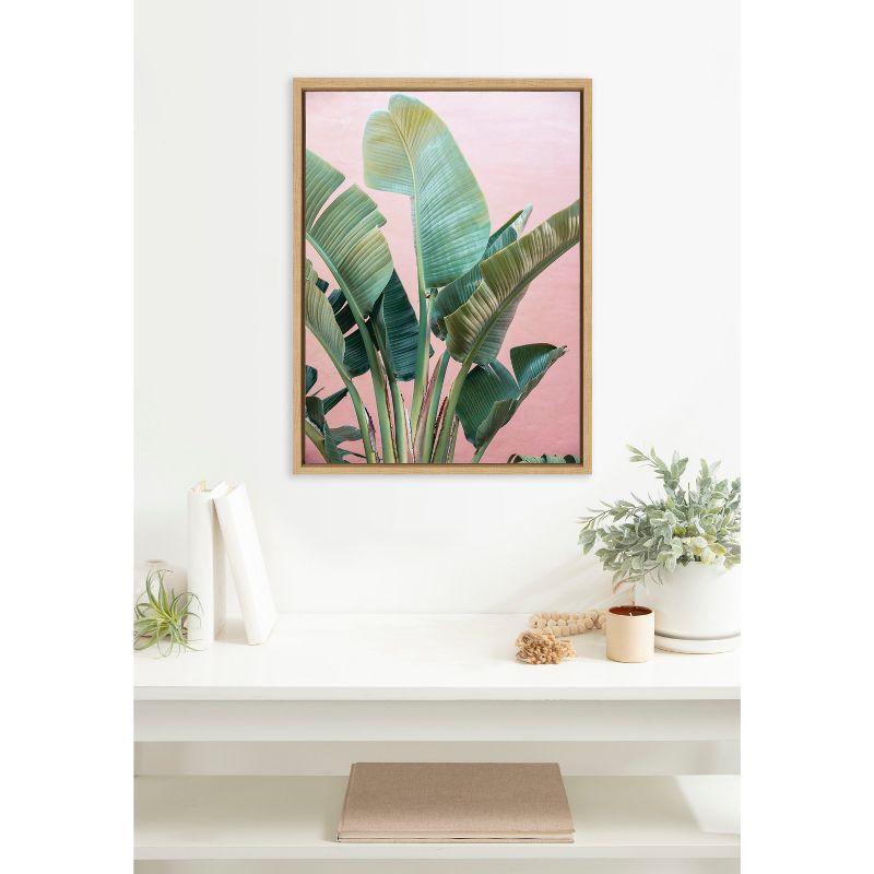 18"x24" Kate & Laurel All Things Decor Sylvie Tropic Pink Wall Art: Floating Canvas, Botanical Print