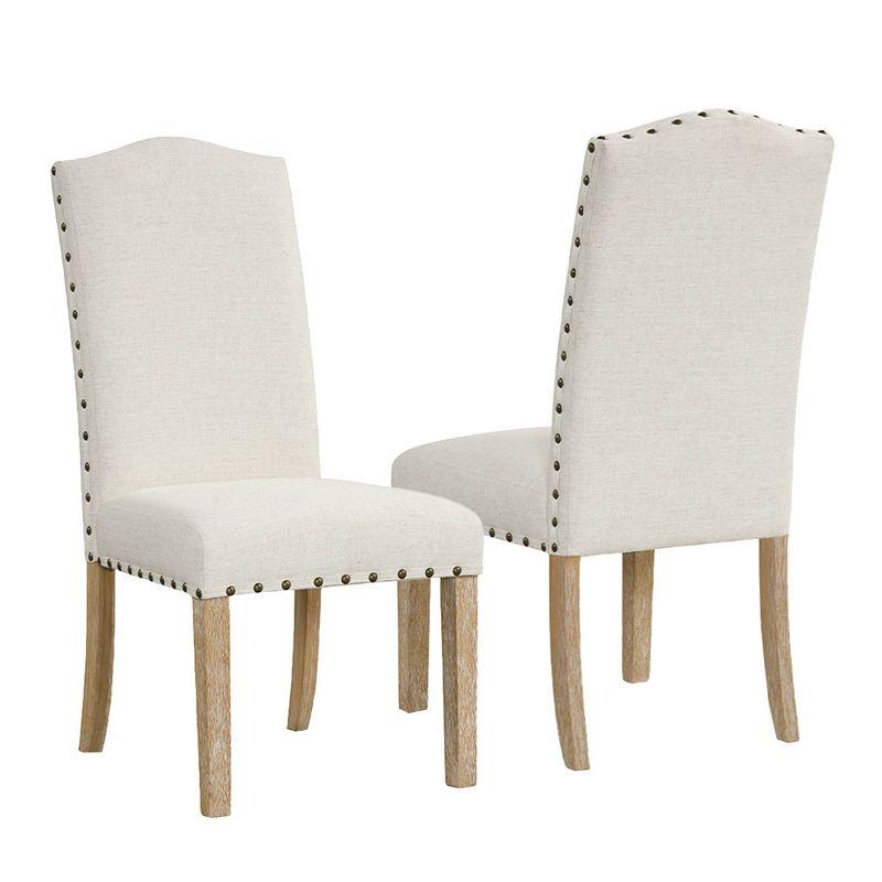 HomePop Set of 2 Curved Top Parson Dining Chairs Cream: Nailhead Trim, Upholstered, Plywood Frame