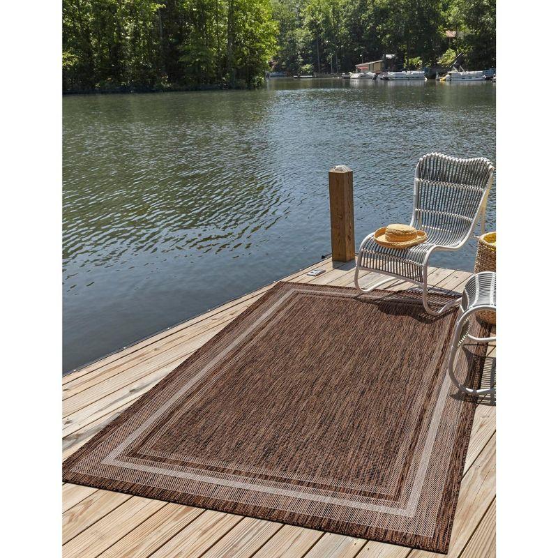 Unique Loom 9' 0 x 12' 0 Rectangle Indoor/Outdoor Border Brown Area Rug