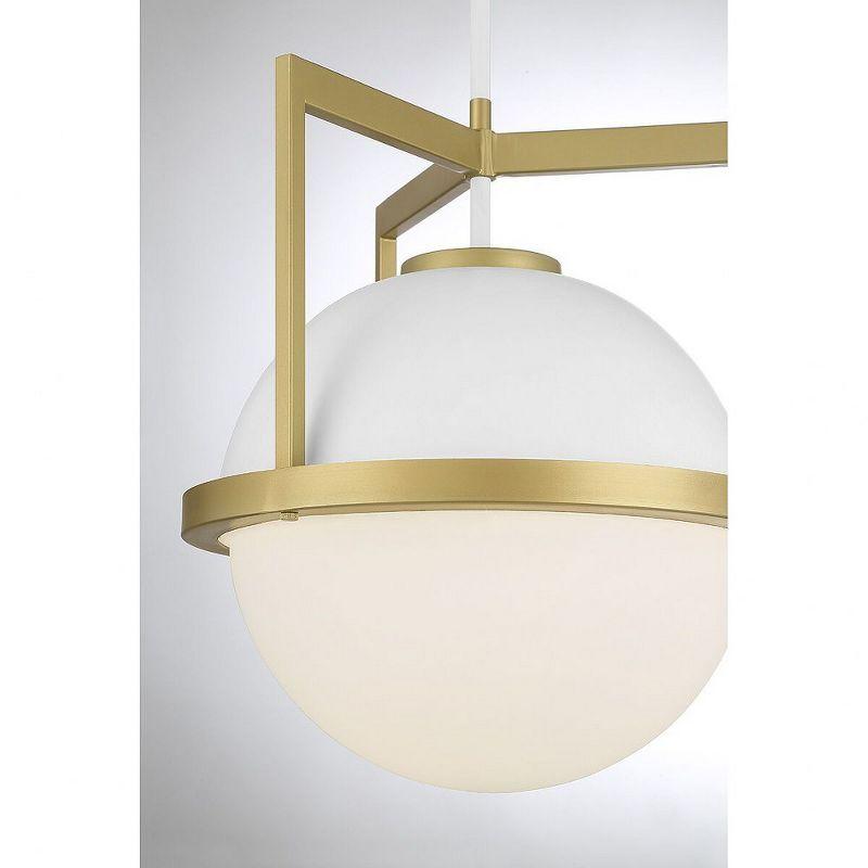 Savoy House Carlysle 1 - Light Pendant in  White/Warm Brass