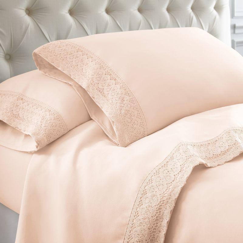 3 or 4 Piece Chochet Lace Microfiber Sheet Set.