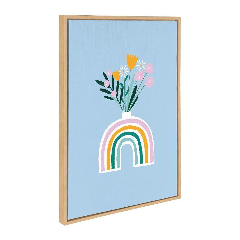 Happy Flowers Abstract Rainbow Vase Canvas Print