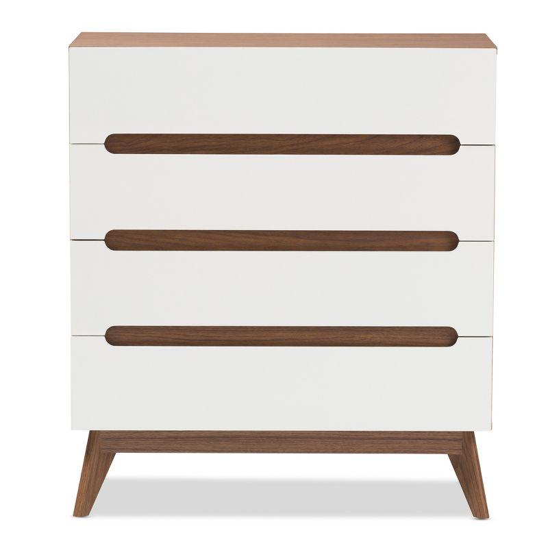 Calypso Mid-Century Modern Wood 4 Drawer Storage Chest Brown - Baxton Studio: Sleek Scandinavian Design, Space-Saving