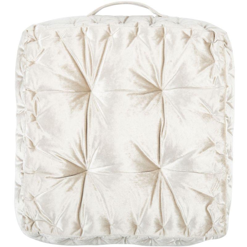 Peony White Velvet Tufted Square Floor Pillow