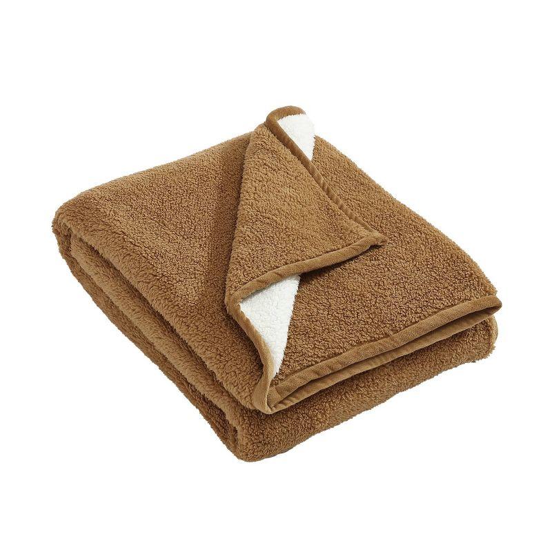 Eddie Bauer Solid Bi Colored Plush Sherpa Throw Blanket