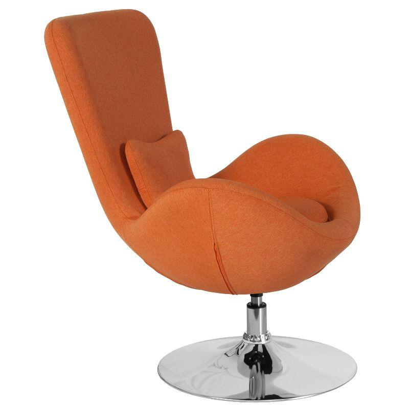 High Back Orange Fabric Swivel Reception Chair with Chrome Base