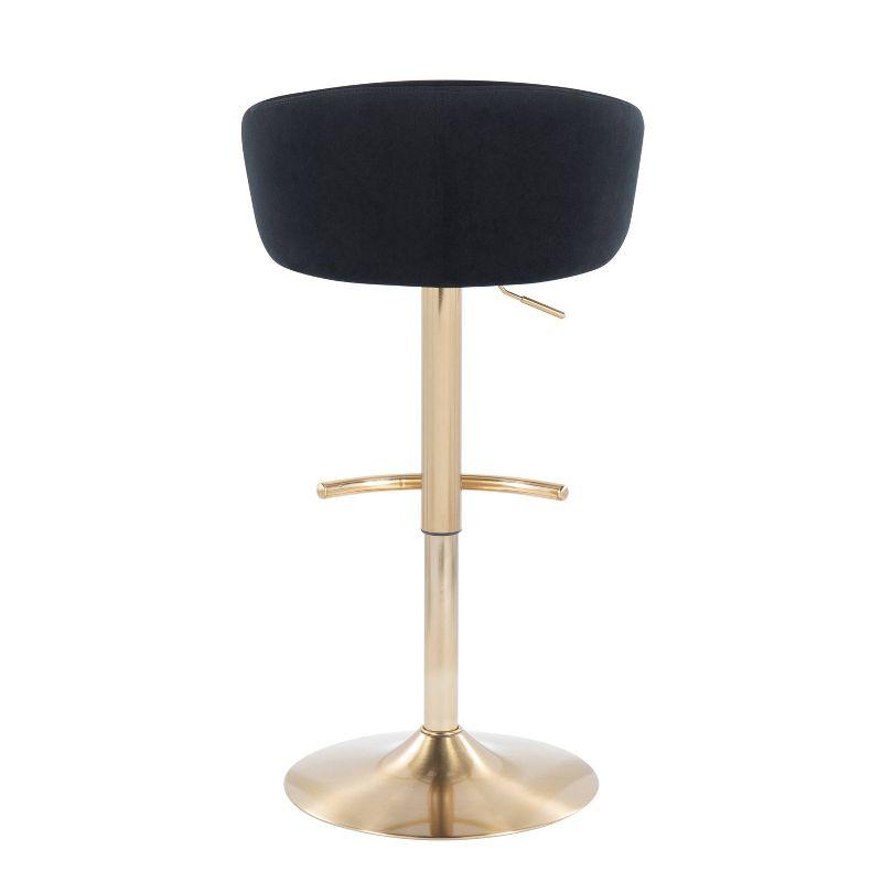 Claire Modern Black Velvet and Gold Metal Adjustable Swivel Barstool