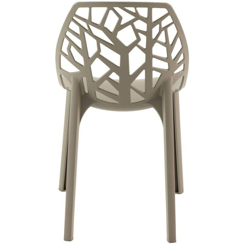 LeisureMod Cornelia Modern Plastic Dining Chair with Cut-Out Tree Design