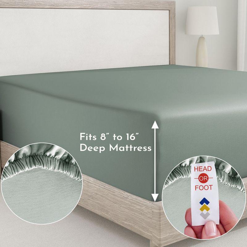 400 Thread Count 100% Cotton Fitted Sheet - California Design Den - Sage Green, King