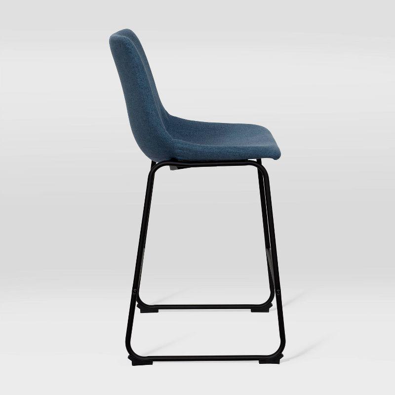 Set of 2 Asahi Upholstered Counter Height Barstool Blue - CorLiving: Padded, Modern Design, 265lb Capacity