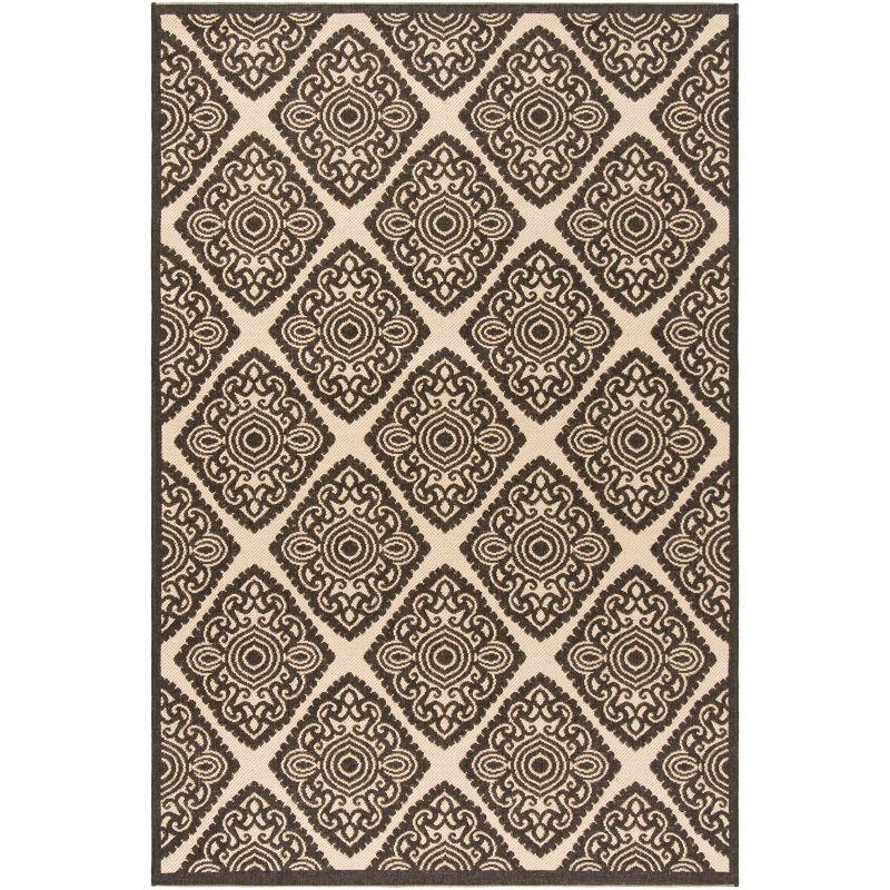 Linden LND132 Power Loomed Area Rug - Creme/Brown - 4'x6' - Safavieh