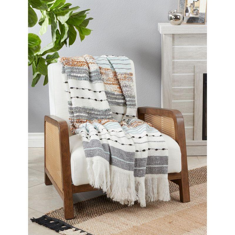 Saro Lifestyle Saro Lifestyle Woven Throw With Chunky Design, Grey, 50"x60"