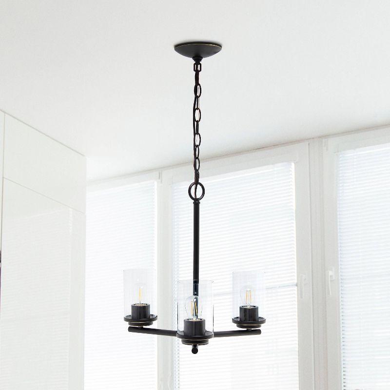 3-Light 15" Classic Contemporary Clear Glass/Metal Hanging Pendant Chandelier - Lalia Home