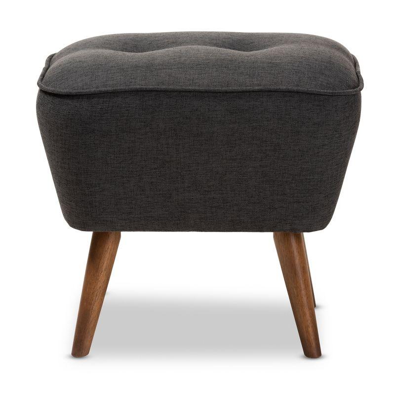 Petronelle Walnut Finished Wood Ottoman Dark Gray - Baxton Studio