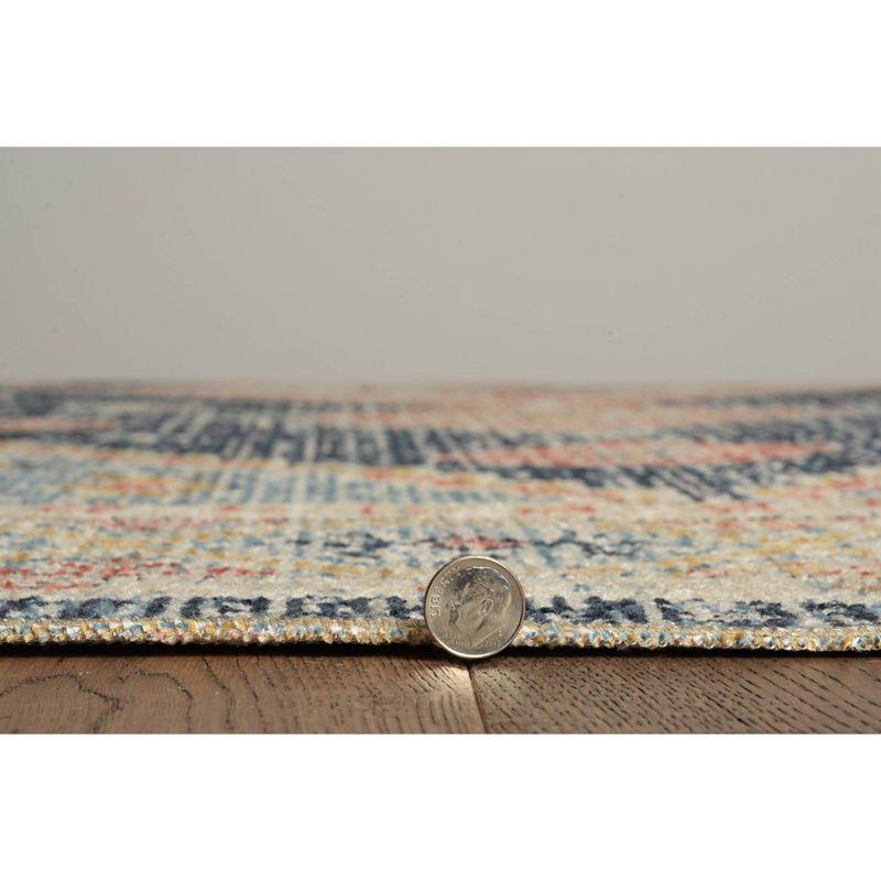 Ivory and Blue 5' x 7'6" Chenille Flat Woven Rug