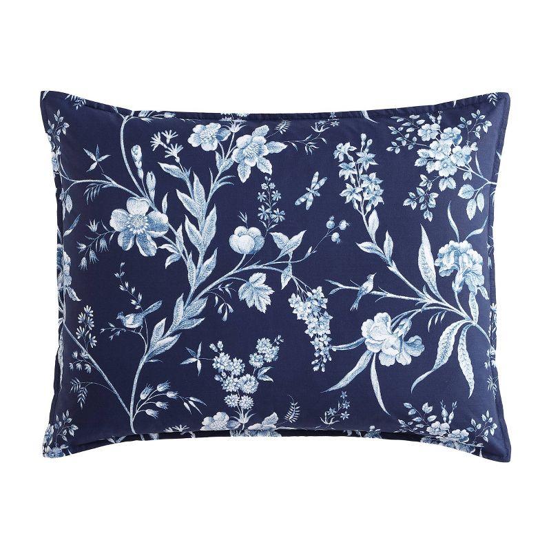 Indigo Blue Floral Cotton Full/Queen Bedspread Cover Set