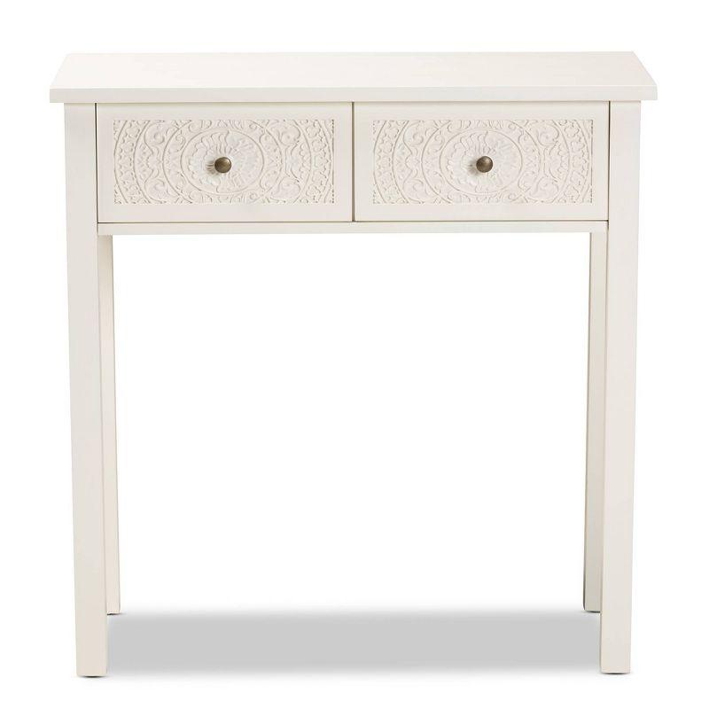 Lambert Wood 2 Drawer Console Table White - Baxton Studio