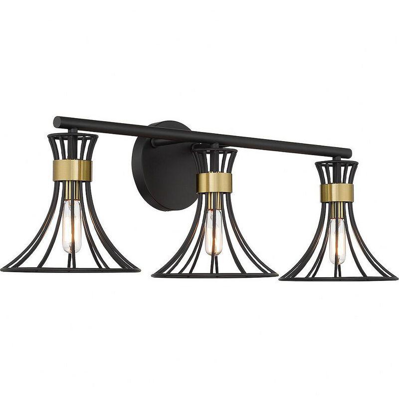 Matte Black and Warm Brass 3-Light Metal Vanity Fixture