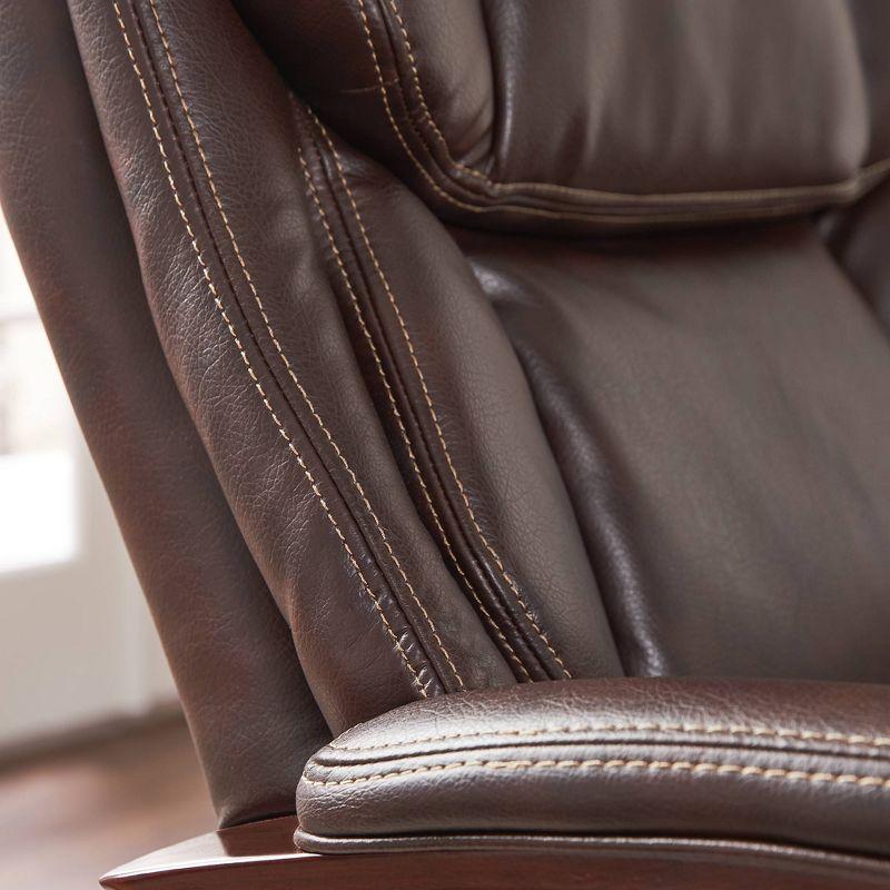 La-Z-Boy La-Z-Boy Bellamy Executive Office Chair with Memory Foam Cushions, Real Wood Arms and Swivel Base, Waterfall Seat Edge, Faux Bonded Leather