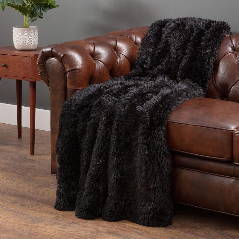 Chanasya Solid Faux Long Fur Fuzzy Throw Blanket