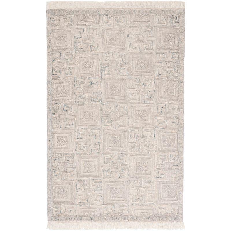 Ivory Hand-Tufted Wool 4' x 6' Geometric Area Rug