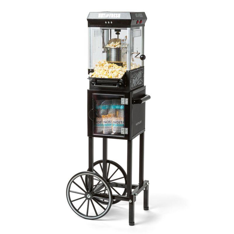 Vintage Black Popcorn Cart with 2.5-Ounce Kettle