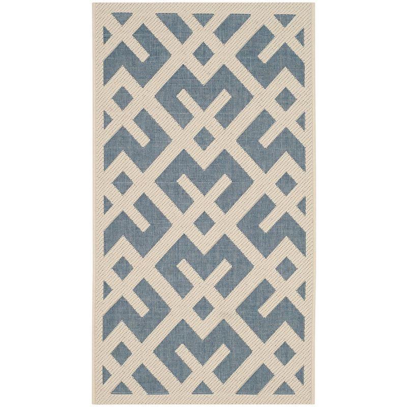 Courtyard CY6915 Power Loomed Indoor and Outdoor Accent Rug - Blue/Bone - 2'x3'7" - Safavieh