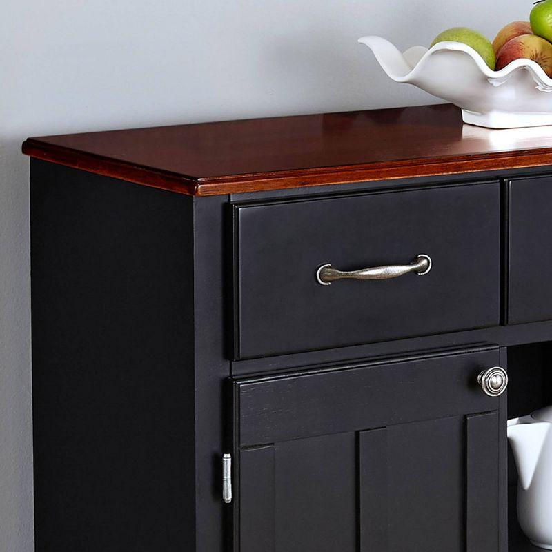 Hutch-Style Buffet Wood/Black/Cherry - Home Styles: Traditional Sideboard with Wine Storage, Hardwood Frame