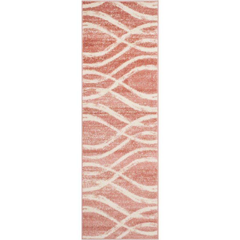 Chic Rose and Cream Reversible Synthetic Area Rug - 2'6" x 10'