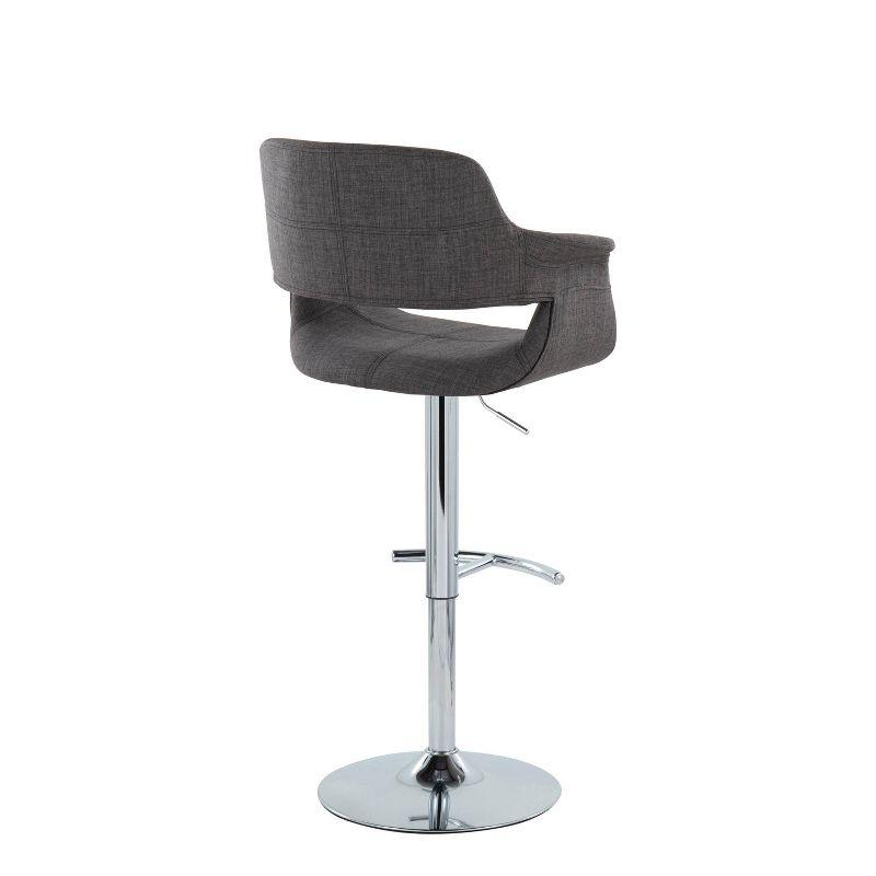 LumiSource Set of 2 Vintage Flair Adjustable Barstools Chrome/Charcoal:: Swivel, Upholstered, Steel Frame