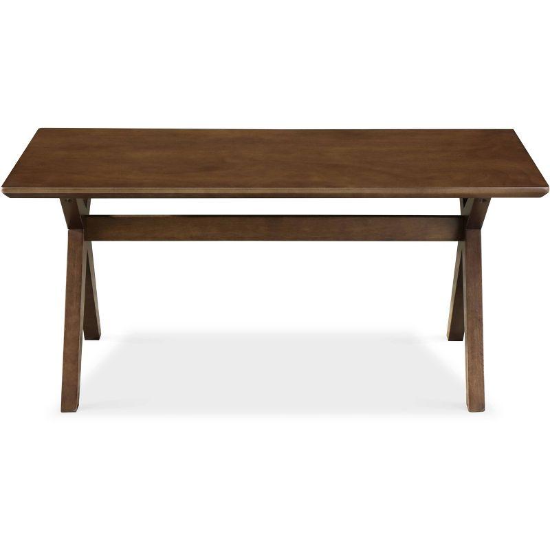 Lukas Rectangular Walnut Brown Wood Coffee Table with Cross-Stretcher Base