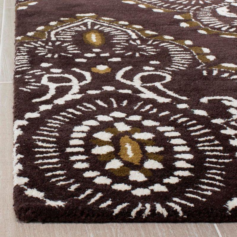 Hand-Tufted Wool Square Area Rug in Brown/Ivory - 7'x7'