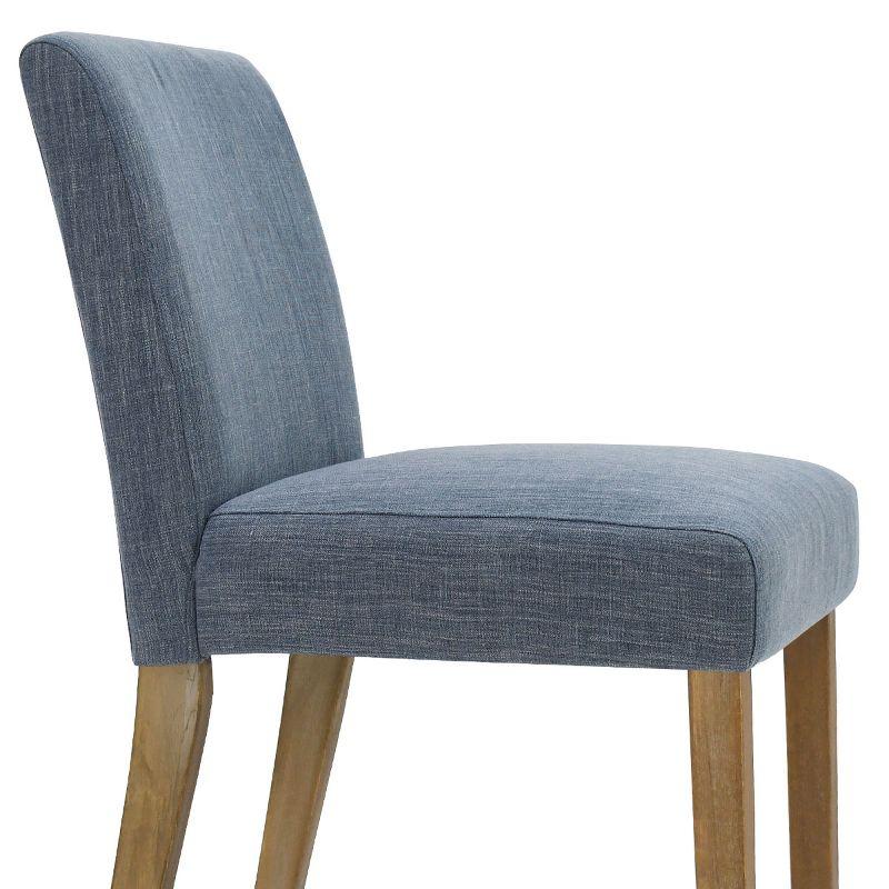 North Linen Dining Chairs Set Of 2,Blue Upholstered Parsons Chairs With Rubberwood Legs-Maison Boucle