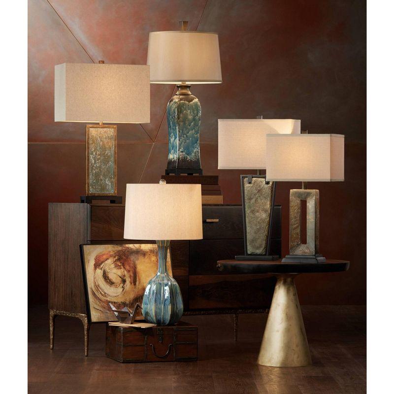 Tahoe Rustic Slate Table Lamp with Rectangular Shade