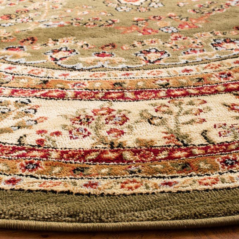 Lyndhurst Sarouk LNH331 Power Loomed Area Rug - Sage/Ivory - 5'3" Round - Safavieh