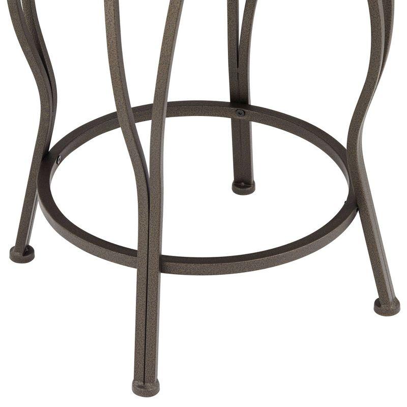 55 Downing Street Colton Metal Swivel Bar Stools Set of 2 Brown 24" High Traditional Round Cushion with Backrest Footrest for Kitchen Counter Height