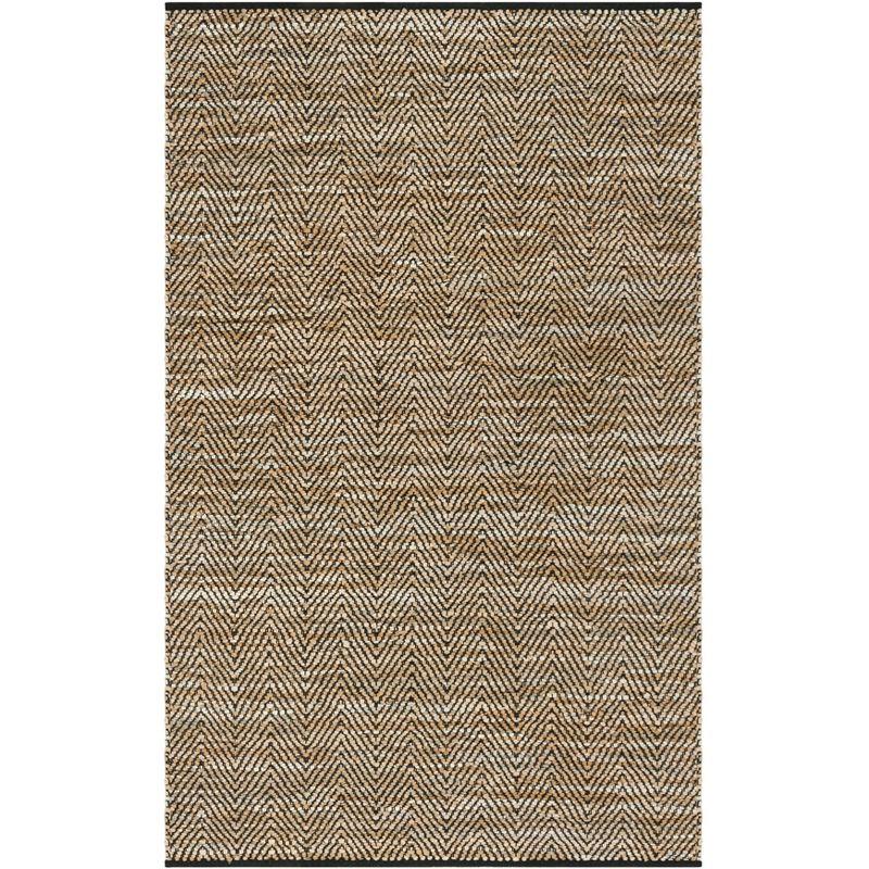 Black and Beige Flat Woven Cowhide Area Rug 8' x 10'