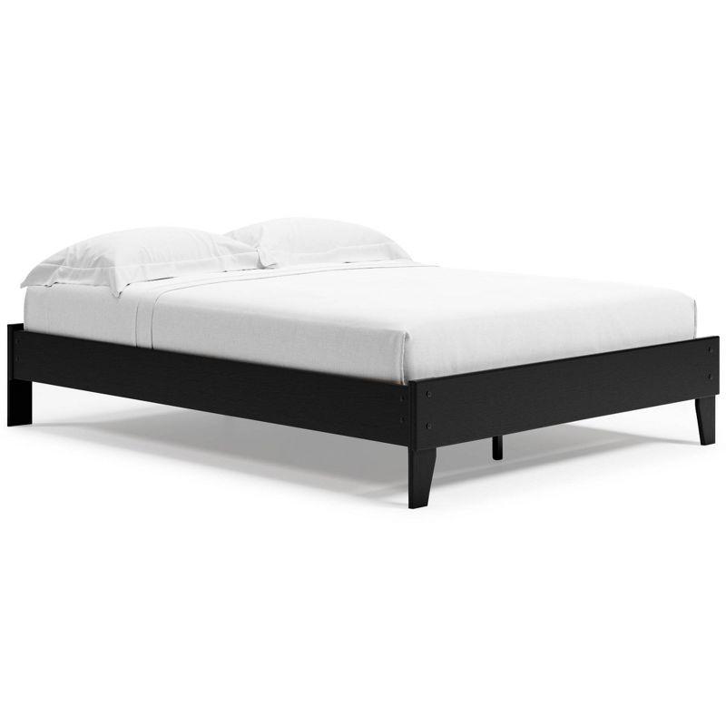 Signature Design by Ashley Queen Finch Platform Bed Black : Modern Style, MDF Frame, No Box Spring Needed