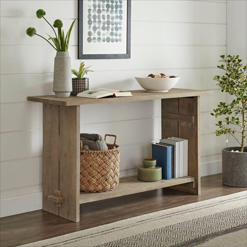 Alaterre Furniture 52" Castleton Mango Wood Console Driftwood: Rectangular Entryway Table with Storage, Stained Finish