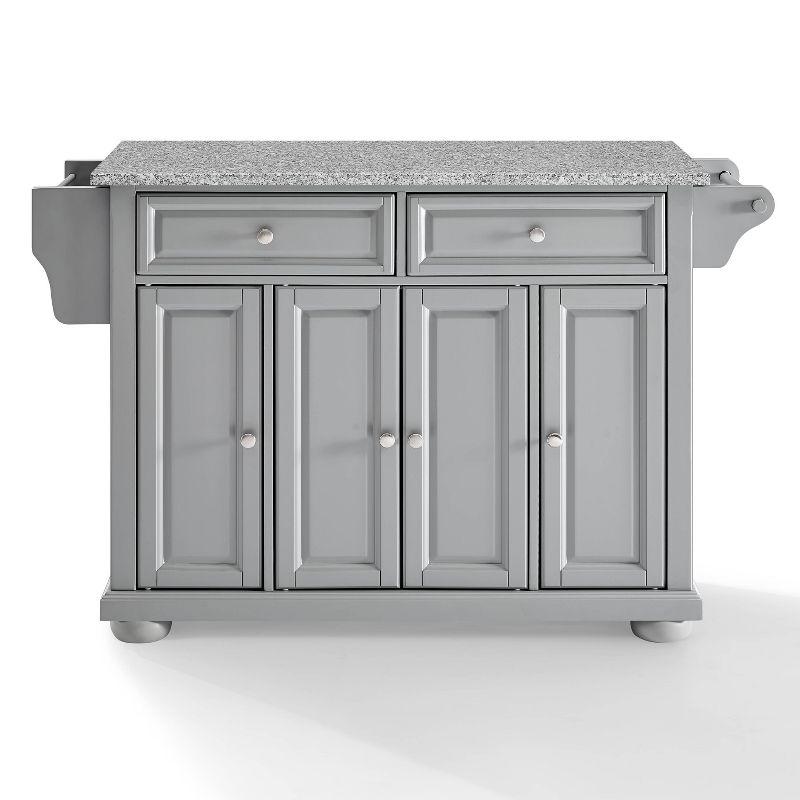 Alexandria Kitchen Island with Solid Granite Top Vintage Gray - Crosley: Adjustable Shelves, Storage Space, Nickel Hardware