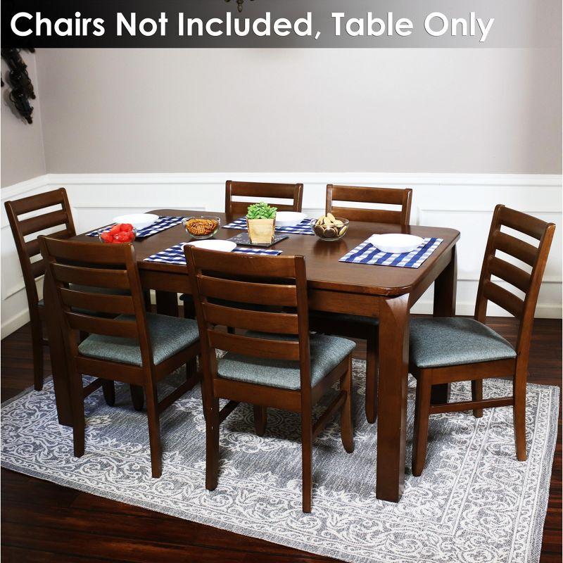 Sunnydaze Indoor 5-Foot Solid Rubberwood Rectangular Dining Table - Dark Walnut