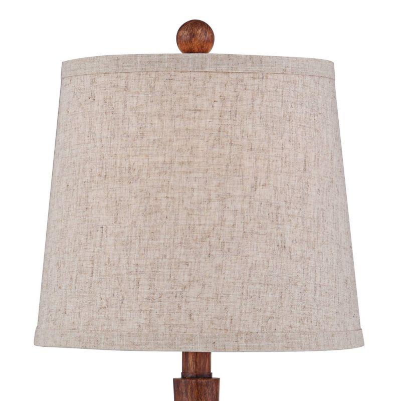 360 Lighting Fraiser 23 1/2" High Cone Small Mid Century Modern Accent Table Lamps Set of 2 Brown Wood Finish Living Room Bedroom Oatmeal Shade