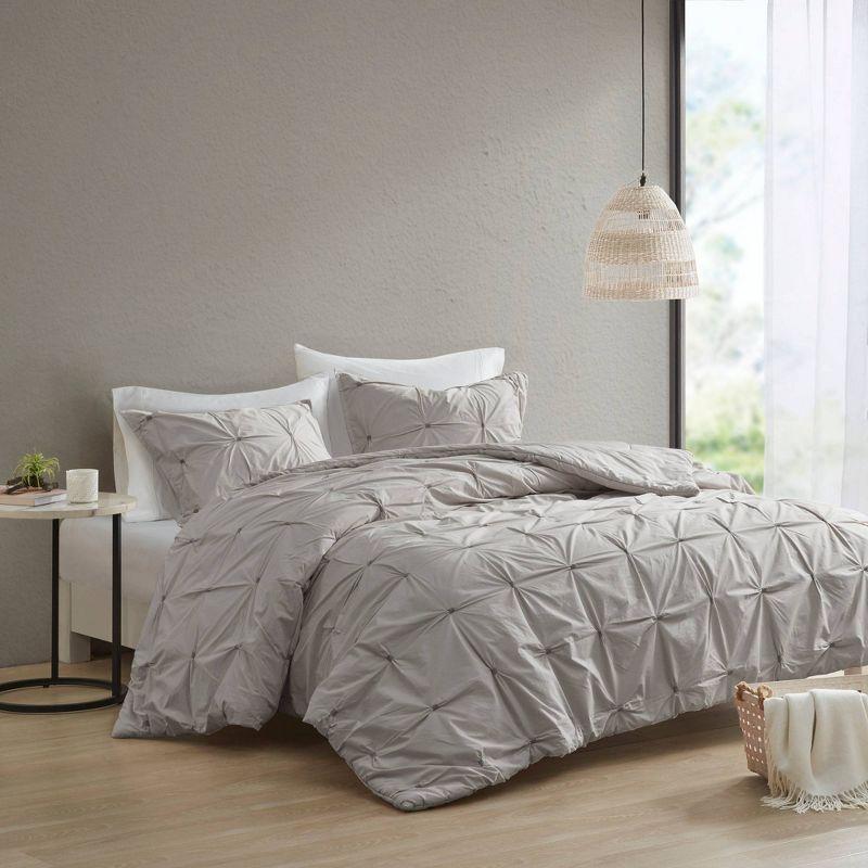 Elastic Embroidered Cotton Comforter Set