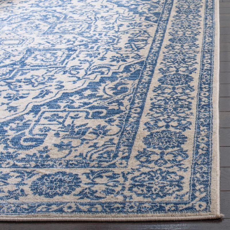 Elegant Brentwood 5' Square Navy/Light Grey Synthetic Area Rug